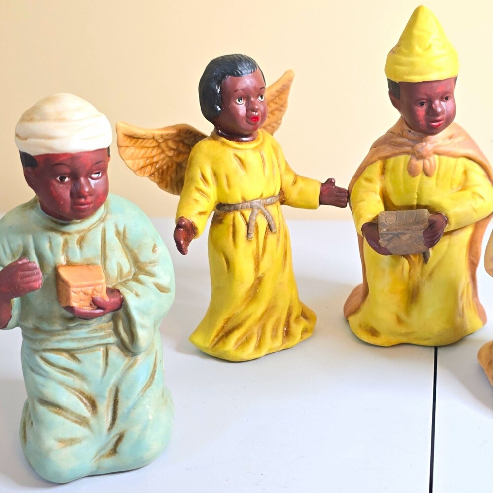 Ceramic Hand-Painted Nativity Figurines Set 3pc Angel & Wise Men Multicolor